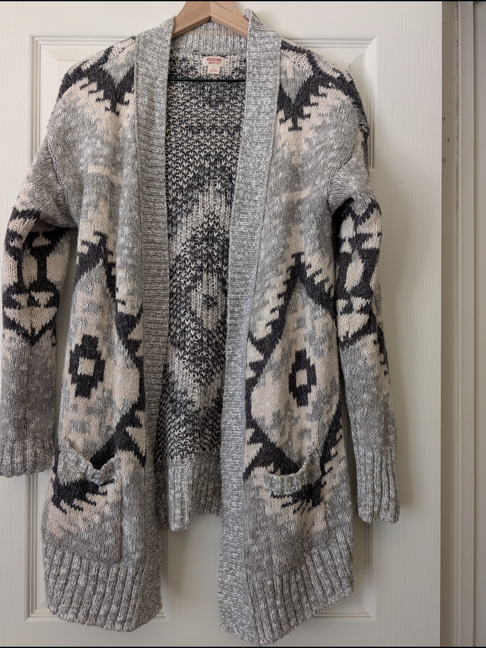 Mossimo Supply Co. Gray Aztec Southwestern Open-Front Cardigan